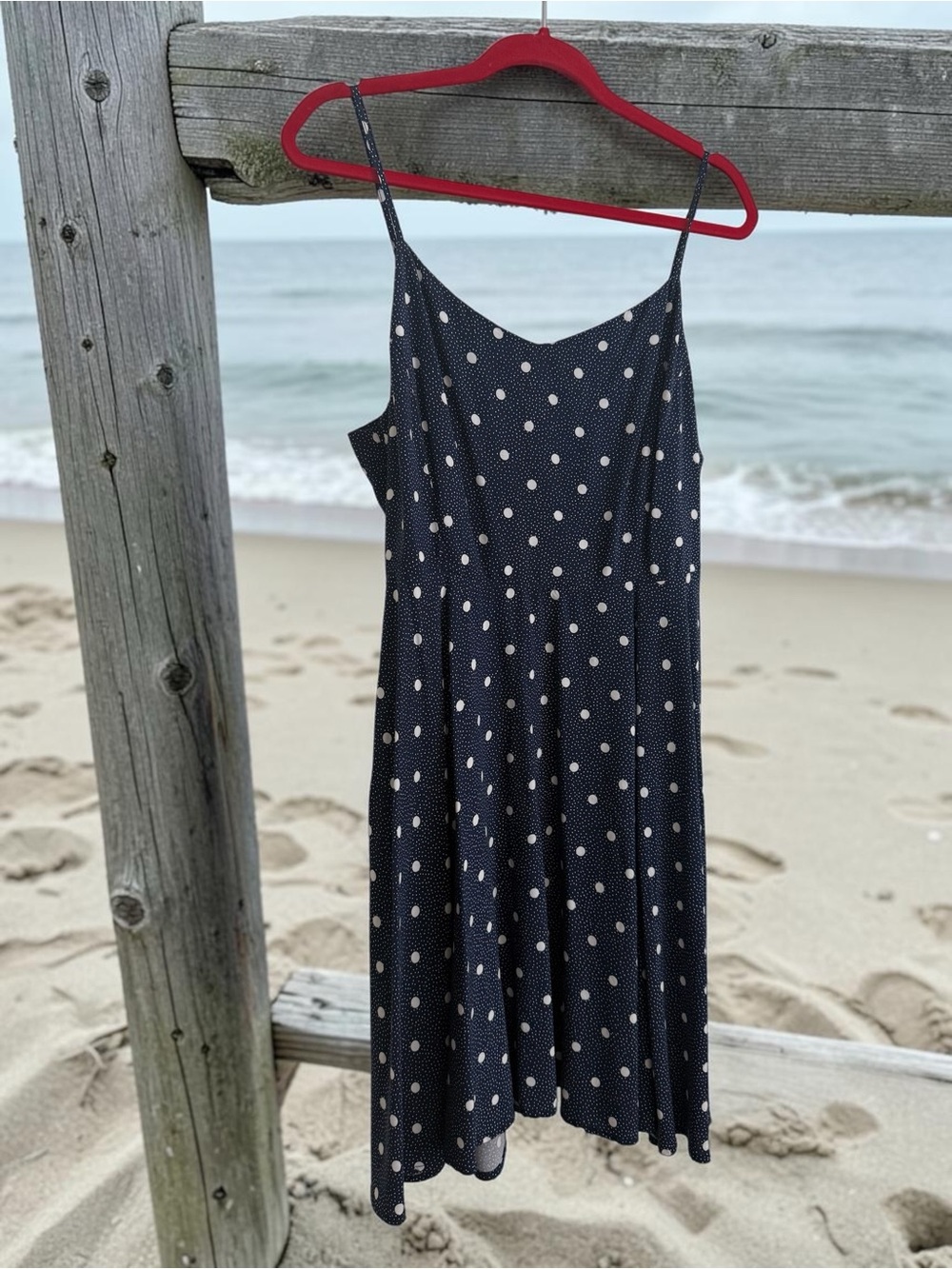 Old Navy Black Polka Dot Spaghetti-Strap Midi Dress